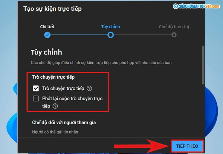 Tùy chỉnh trò chuyện trực tiếp