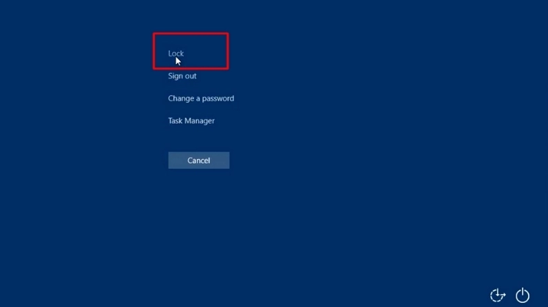 Tùy chọn Lock xuất hiện đầu tiên trong danh sách menu quản lý của hệ thống