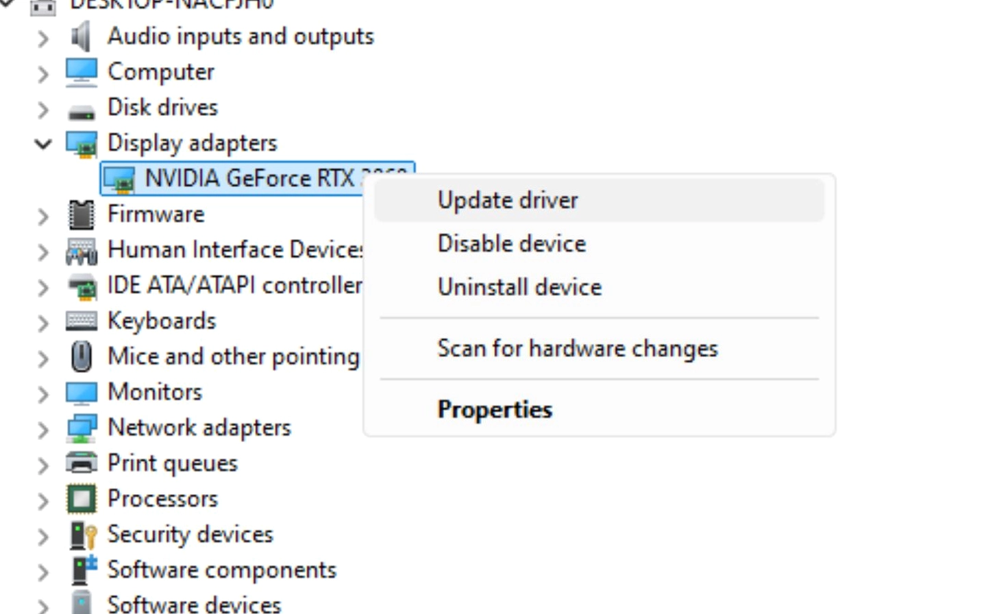 Vào Device Manager (Windows + X), nhấp chuột phải từng thiết bị (Wi-Fi, GPU), chọn Update driver.
