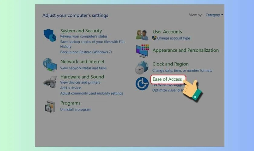 Vào lại Ease of Access để tùy chỉnh cài đặt