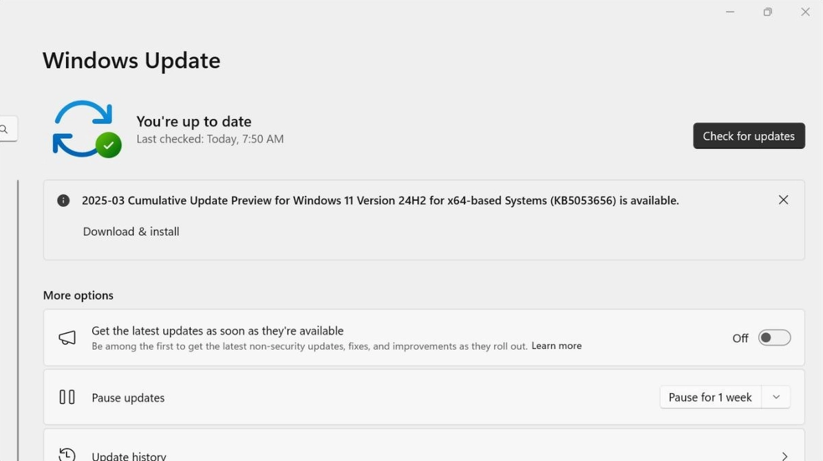 Vào Settings Update & Security Windows Update và chọn Check for updates