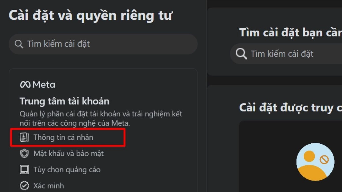 Vào Thông tin cá nhân