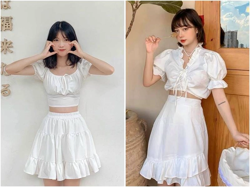 Bộ sưu tập hình ảnh gái xinh mặc áo croptop ngắn siêu quyến rũ 12 Vẻ đẹp ngọt ngào như kẹo của cô gái diện croptop và chân váy xòe bồng bềnh