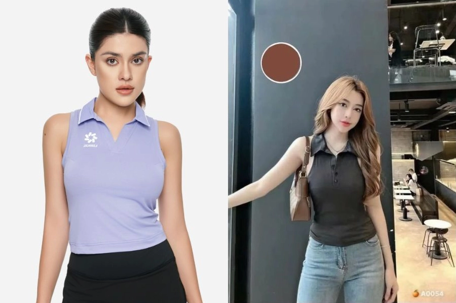 Vẻ đẹp thanh lịch trong trang phục áo ba lỗ cổ bẻ