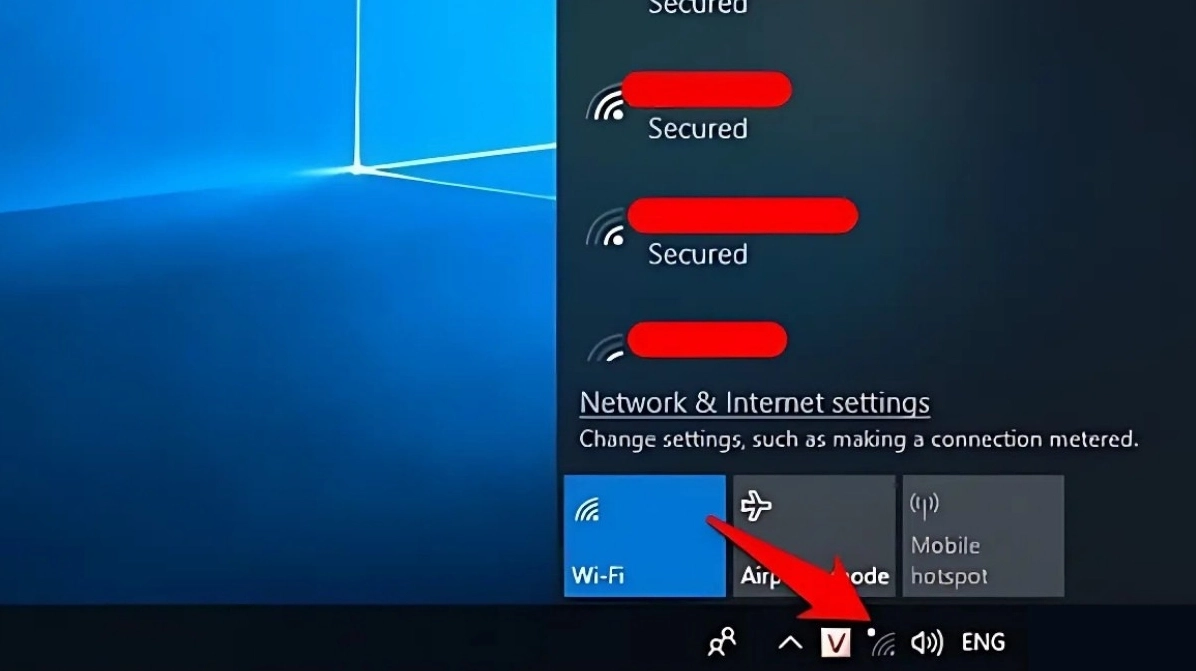 Vị trí biểu tượng cột sóng mạng nằm ở góc dưới cùng bên phải màn hình