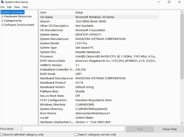 Xem các thông số chi tiết tại cửa sổ System Information
