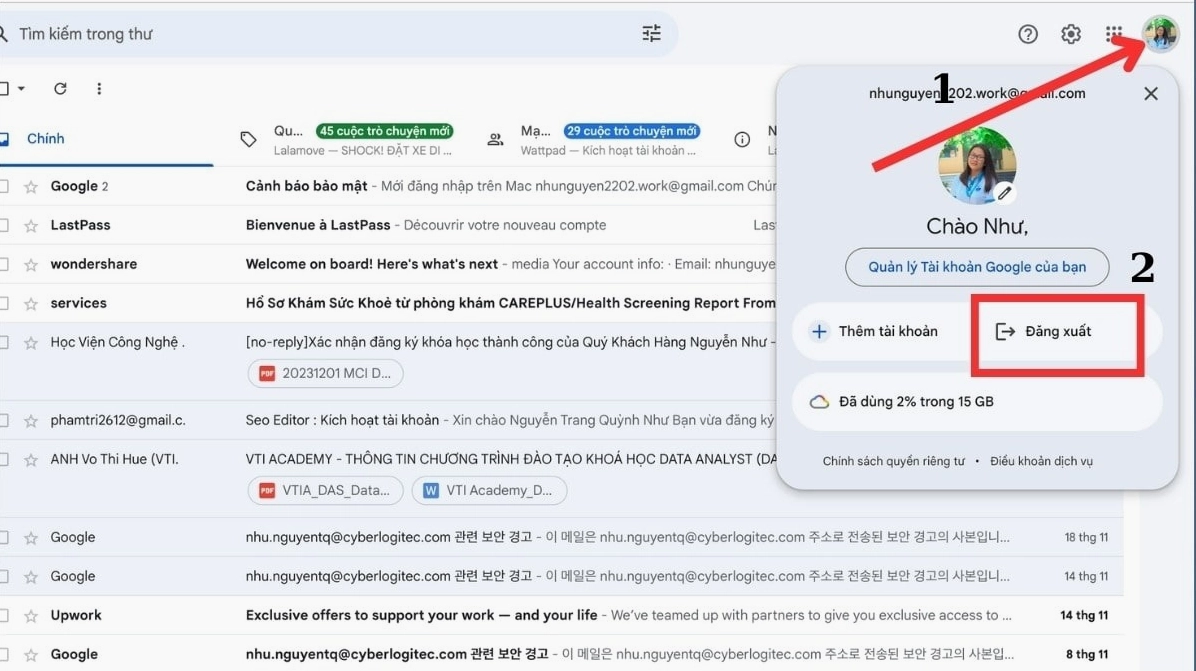 Xóa tài khoản khỏi thiết bị